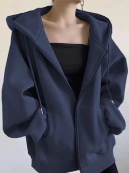 American Retro Oversized Hooded Sweatshirt Women Zip Up Solid Pockets Sports Hoodies Jacket Women Loose Lazy Style Hooded Coa