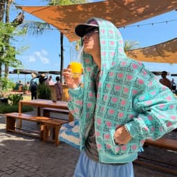 Women Couple Y2K Emo Zip Up Hoodie Mint Green Full‑Print Pink Heart Letter Oversized Hooded Jacket Streetwear Loose Outerwear