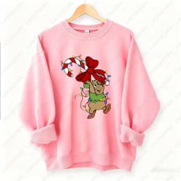 Kawaii Christmas Couple Shirt Jaq and Gus Gus Crewneck Pullovers Fashion Harajuku Xmas Sweatshirt Fun Xmas Party Matching Hoodie