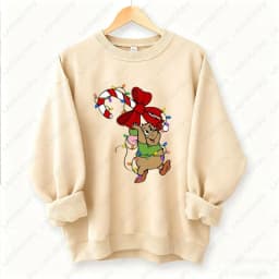Kawaii Christmas Couple Shirt Jaq and Gus Gus Crewneck Pullovers Fashion Harajuku Xmas Sweatshirt Fun Xmas Party Matching Hoodie