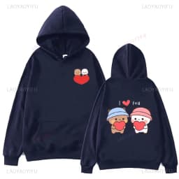 Bubu and Dudu Panda Hoodies Trendy Aesthetic Graphic Funny Kawaii Bubble Tea Hoodies Anime Harajuku Vintage Pullovers Sweats