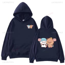 Bubu and Dudu Panda Hoodies Trendy Aesthetic Graphic Funny Kawaii Bubble Tea Hoodies Anime Harajuku Vintage Pullovers Sweats