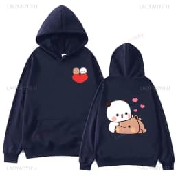 Bubu and Dudu Panda Hoodies Trendy Aesthetic Graphic Funny Kawaii Bubble Tea Hoodies Anime Harajuku Vintage Pullovers Sweats