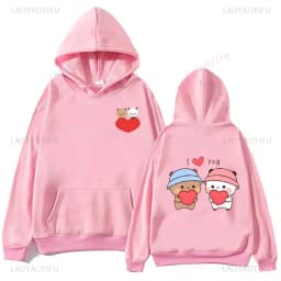 Bubu and Dudu Panda Hoodies Trendy Aesthetic Graphic Funny Kawaii Bubble Tea Hoodies Anime Harajuku Vintage Pullovers Sweats