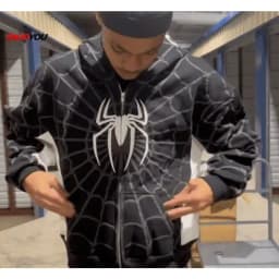 Y2k clothing Spider web Red hoodie sweatshirt zipper warm Harajuku punk grunge Women Hip hop sweatshirt Hoodie Foam printing