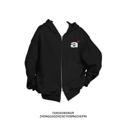 American Style Fleece Lined Thickened Loose Women's Hoodie Jacket Double Zipper Casual Comfortable Open Cardigan Sweatshirt