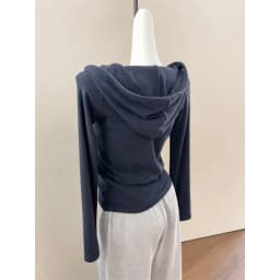 Elegant Style Zipper Hoodie Women's Loose Fit Slimming Outerwear Early Autumn Casual Style V-Neck Korean Fashion Blue