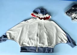 New Hip Hop Kawaii 3D Shark Zipper with Fin Hood Detachable Tail Bow Hoodie Cartoon Harajuku Women's Casual Hooded Jacket
