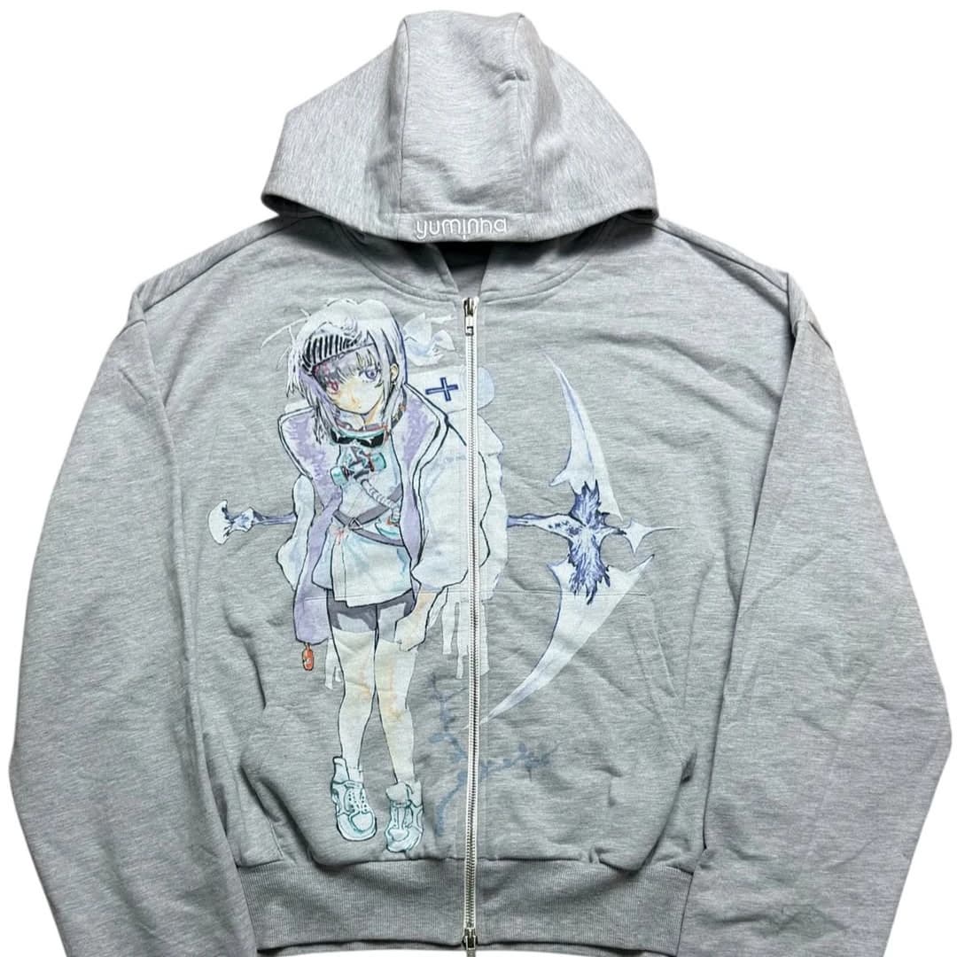Y2k Casual Japan Anime Zip Hoodies Women Grunge Streetwear Sweatshirt Tops Hip Hop Goth Harajuku Oversized Hoodie Women Clothing