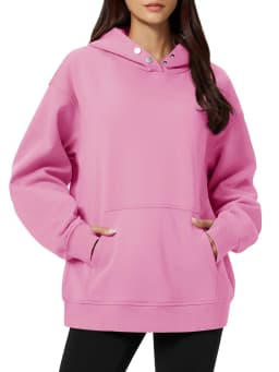 TACVASEN Women‘s Hooded Sweatshirt Fashion Oversize Sweatshirts with Button-up Hooded Fall Winter Warm Fleece Ooudoor Sweatshirt