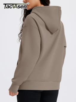 TACVASEN Women‘s Hooded Sweatshirt Fashion Oversize Sweatshirts with Button-up Hooded Fall Winter Warm Fleece Ooudoor Sweatshirt