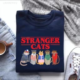 Stranger Merch Autumn and Winter Cats Sweatshirt Fans Gifts for Friends Matching Hoodies Long Sleeve Keep Warm Pullover