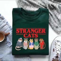 Stranger Merch Autumn and Winter Cats Sweatshirt Fans Gifts for Friends Matching Hoodies Long Sleeve Keep Warm Pullover