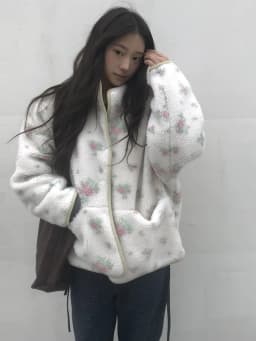 Korean Style Sweet Floral Print Double-Sided Wear Velvet Sweatshirt Women's Winter Outerwear Soft Versatile Casual Top