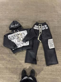 High Street Trendy Street Pants Embroidered Hoodie Design Sense Dark Series Loose Casual Pants Men's and Women's Hoodies Y2K