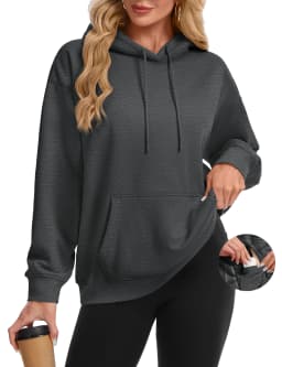 TACVASEN Women Fleece Lined Oversized Hoodie Thick Warm Sherpa Pullover Hooded Sweatshirt with Multi Kangaroo Pocket for Winter