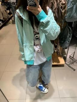 Y2k Aesthetic Women Stripe Casual Loose Hoody Harajuku Vintage Zipper Grunge 2026 Sweatshirts Streetwear Autumn pocket Hoodeds