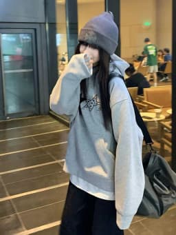 Aoaiiys Star Print Hoodies Women Pullovers Streetwear Sweatshirt Long Sleeve Hoodies Autumn Winter Loose Pullovers Sweatshirts