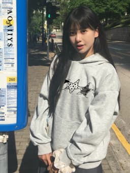 Aoaiiys Star Print Hoodies Women Pullovers Streetwear Sweatshirt Long Sleeve Hoodies Autumn Winter Loose Pullovers Sweatshirts