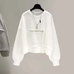 Loose Fit Women's Short Sleeve Long Sleeve Hoodie Spring Autumn Korean Style Trendy Zipper Pocket Head over Shirt