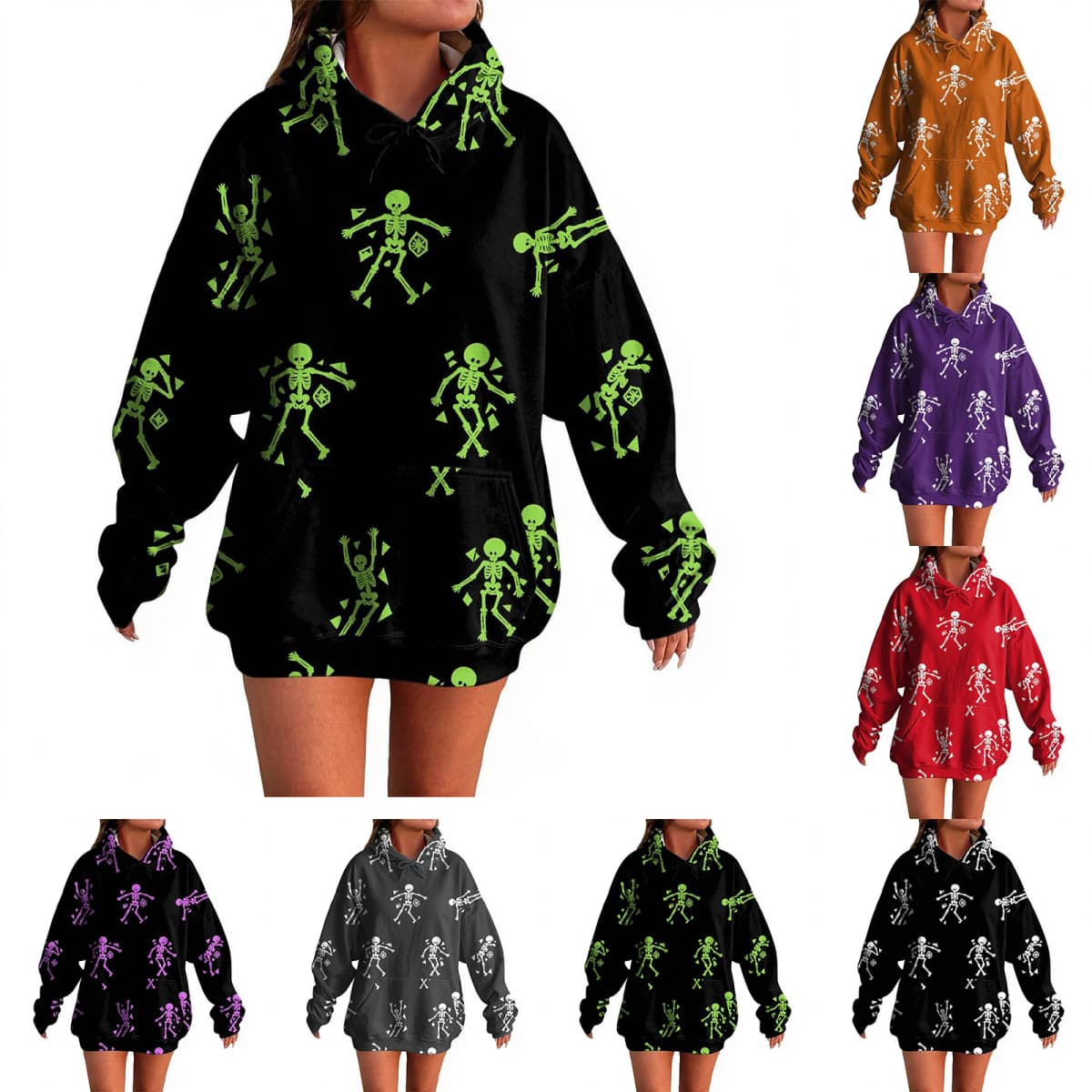 Women's Pullover Sweater Round Neck Lightweight Fleece Lined Top With Interesting Print Halloween Themed Top Zip up Hoodie Women