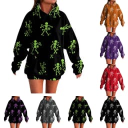 Women's Pullover Sweater Round Neck Lightweight Fleece Lined Top With Interesting Print Halloween Themed Top Zip up Hoodie Women