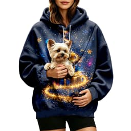 Women Fall And Winter Hoodie With Pet Pouch Oversized Pocket Colorful Print Sweatshirt For Dogs Plain Sweatshirt with Pockets
