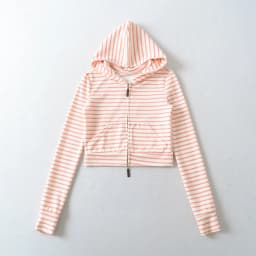 Autumn Women Pink White Stripes Zip Up Hooded Sweatshirt Long Sleeve Short Sweats Crop Jumper Black