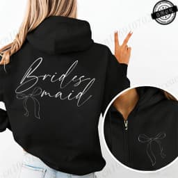 Personalized Bridesmaid Print Women Zip Up Hoodies Bridal Party Graphic Hooded Hoodies Maid of Honor Hoody Sweatshirts Gifts