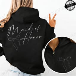 Personalized Bridesmaid Print Women Zip Up Hoodies Bridal Party Graphic Hooded Hoodies Maid of Honor Hoody Sweatshirts Gifts