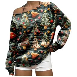 Off The Shoulder Sweatshirt For Women Oversized Casual Ribbed Long Sleeve Top Cozy Comfy Striped Print Long Sleeve Sweatshirt