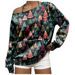 Off The Shoulder Sweatshirt For Women Oversized Casual Ribbed Long Sleeve Top Cozy Comfy Striped Print Long Sleeve Sweatshirt