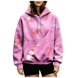 Women Fall And Winter Hoodie With Pet Pouch Oversized Pocket Colorful Print Sweatshirt For Dogs And Cats Sleep Hoodies Women