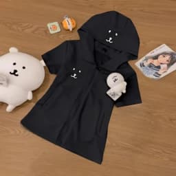 Deeptown Japanese Style Kawaii Hoodies Women Cartoon Lolita Short Sleeve Sweatshirt Cutecore Oversize Casual Zipper Cardigan