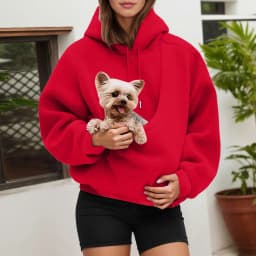 Unisex Fall And Winter Casual Fleece Solid Color Pet Pocket Hooded Sweatshirt Funny Pullover Sleep Tunics Women