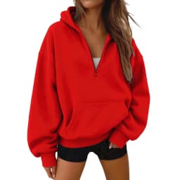 Women Half Zip Hoodie In Sweatshirt Women Half Zip Hoodie In Hood For Streetwear Casual Outfits Plain Pullover Sweatshirt Women