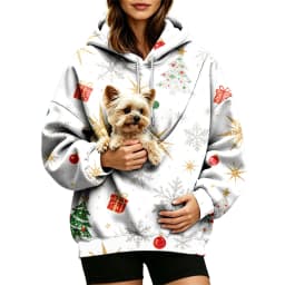 Women Fall And Winter Hoodie With Pet Pouch Oversized Pocket Colorful Print Sweatshirt For Dogs And Cats Womens Hoodie Zip up