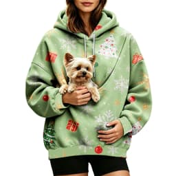 Women Fall And Winter Hoodie With Pet Pouch Oversized Pocket Colorful Print Sweatshirt For Dogs And Cats Womens Hoodie Zip up