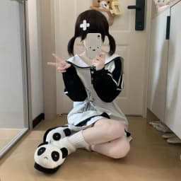 New Spring Autumn Fashion Japanese Preppy Style Sweatshirts Y2k Kawaii Print Casual Hoodies Sail Collar Constrast Color Clothes