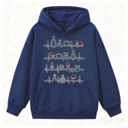 Christmas Funny Heartbeat EKG Sweatshirt Xmas Trees Christmas Hat Graphic Pullover Woman Men Medical Tops Gift Casual Sweater