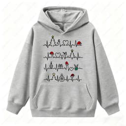 Christmas Funny Heartbeat EKG Sweatshirt Xmas Trees Christmas Hat Graphic Pullover Woman Men Medical Tops Gift Casual Sweater