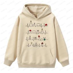 Christmas Funny Heartbeat EKG Sweatshirt Xmas Trees Christmas Hat Graphic Pullover Woman Men Medical Tops Gift Casual Sweater