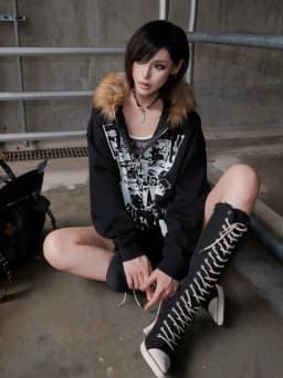 American Retro Sweatshirts Faux Fur Zipper Hoodie Long Sleeve Japanese Y2K Hrajuku Subculture Gothic Punk Style Streetwear