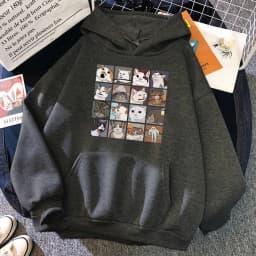 Funny Meme Cats Cartoons Print Women Hoody Hip Hop Crewneck Hoodies Oversized Fleece Pullovers Fashion Casual Womens Sportswear
