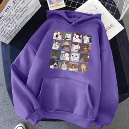 Funny Meme Cats Cartoons Print Women Hoody Hip Hop Crewneck Hoodies Oversized Fleece Pullovers Fashion Casual Womens Sportswear