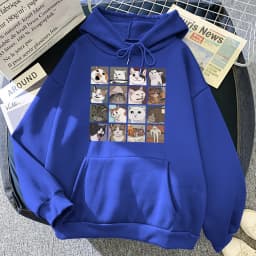 Funny Meme Cats Cartoons Print Women Hoody Hip Hop Crewneck Hoodies Oversized Fleece Pullovers Fashion Casual Womens Sportswear