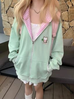 Autumn Winter Japanese Cartoon Print Hoodies Women Harajuku Gothic Cat Ears Hooded Vintage Streetwear Y2k Aesthetic Sweatshirt
