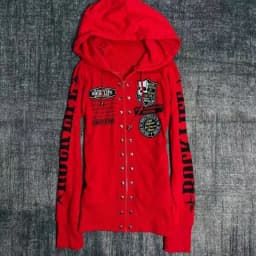 Streetwear Letter Skull Printing Hoodies Women Harajuku Vintage Zipper Gothic Sweatshirt Y2k Aesthetic Red Grunge Casual Hoody