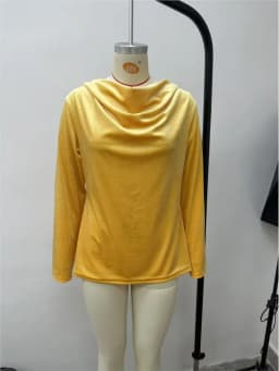 Woman's Casual Gold Velvet Top Spring Autumn Fashion Solid Swing Collar Long-sleeved Loose Tops Daily Versatile Ladies Blouses