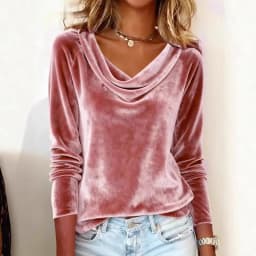 Woman's Casual Gold Velvet Top Spring Autumn Fashion Solid Swing Collar Long-sleeved Loose Tops Daily Versatile Ladies Blouses